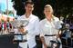 MELBOURNE, AUSTRALIA - JANUARY 10: Novak Djokovic of Serbia (L) and Victoria Azarenka of Belarus pose as they arrive for the 2014 Australian Open official draw at Melbourne Park on January 10, 2014 in Melbourne, Australia. (Photo by Graham Denholm/Getty Images)