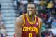 Jan 10, 2014; Salt Lake City, UT, USA; Cleveland Cavaliers forward Luol Deng (9) looks to pass during the first quarter against the Utah Jazz at EnergySolutions Arena. Mandatory Credit: Russ Isabella-USA TODAY Sports