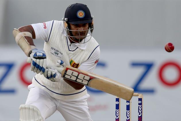 DUBAI, UNITED ARAB EMIRATES - JANUARY 08:  Kumar Sangakkara of Sri Lanka bats during the first day of the second Test match between Pakistan and Sri Lanka at the Dubai Sports City Cricket Stadium on January 8, 2014 in Dubai, United Arab Emirates.  (Photo by Francois Nel/Getty Images)