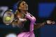 MELBOURNE, AUSTRALIA - JANUARY 13: Serena Williams of USA plays a forehand in her first round match against Ashleigh Barty of Australia during day one of the 2014 Australian Open at Melbourne Park on January 13, 2014 in Melbourne, Australia. (Photo by Clive Brunskill/Getty Images)