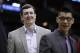 Dec 18, 2013; Houston, TX, USA; Houston Rockets center Omer Asik (3) and point guard Jeremy Lin (7) walk to the locker room during halftime at Toyota Center. Mandatory Credit: Andrew Richardson-USA TODAY Sports