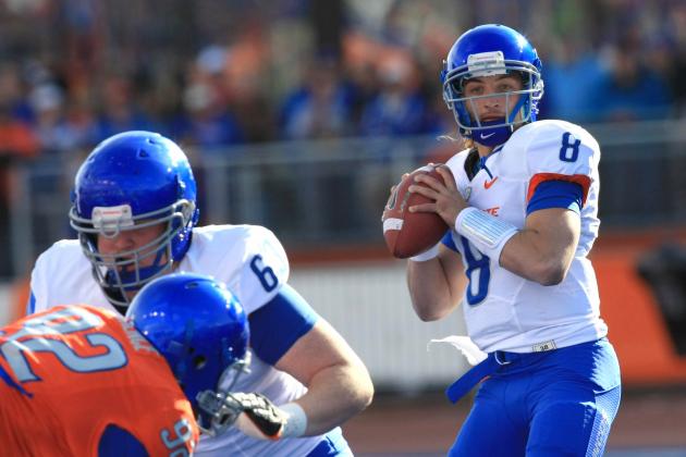 April 16, 2012; Boise, ID, USA; Boise State Broncos quarterback Nick Patti (8) during the spring game at Bronco Stadium. Mandatory Credit: Brian Losness-USA TODAY Sports