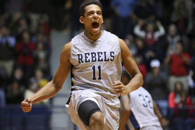 Jan 15, 2014; Oxford, MS, USA; Mississippi Rebels forward Sebastian Saiz (11) celebrates during the game against the LSU Tigers at Tad Smith Coliseum. The Rebels won 88-74. Mandatory Credit: Spruce Derden-USA TODAY Sports