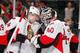 Ottawa Senators forward Colin Greening and goaltender Robin Lehner.
