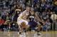 December 1, 2012; Oakland, CA, USA; Golden State Warriors guard Stephen Curry (30) tracks down a loose ball against the Indiana Pacers in the fourth quarter at ORACLE Arena. The Warriors defeated the Pacers, 103-92. Mandatory Credit: Cary Edmondson-USA TODAY Sports