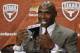 AUSTIN, TX - JANUARY 6: The University of Texas Longhorns new head football coach Charlie Strong from Louisvillespeaks after being introduced during a press conference January 6, 2014 at Darrell K. Royal-Texas Memorial Stadium in Austin, Texas. (Photo by Erich Schlegel/Getty Images)