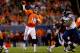 DENVER, CO - AUGUST 18: Quarterback Peyton Manning #18 of the Denver Broncos throws for a completion during the second quarter against the Seattle Seahawks at Sports Authority Field Field at Mile High on August 18, 2012 in Denver, Colorado. (Photo by Justin Edmonds/Getty Images)