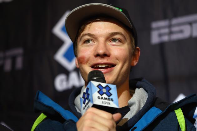 ASPEN, CO - JANUARY 22:  David Wise, halfpipe skier, addresses the media during a press conference at Winter X-Games 2014 Aspen at Buttermilk Mountain on January 22, 2014 in Aspen, Colorado.  (Photo by Doug Pensinger/Getty Images)