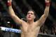 Chris Weidman of Baldwin, N.Y., celebrates after defeating Anderson Silva, of Brazil, during the UFC 168 mixed martial arts middleweight championship bout on Saturday, Dec. 28, 2013, in Las Vegas. Weidman won during the second round. (AP Photo/David Becker)