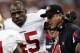 FILE - In this Aug. 18, 2012, file photo, San Francisco 49ers' Brandon Jacobs (46) is helped off by coach Jim Harbaugh in the first quarter of an NFL preseason football game against the Houston Texans in Houston. What at first looked like at least one _ if not two _ long-term injuries for San Francisco's newest running backs in Saturday's 20-9 preseason loss at the Houston Texans suddenly doesn't seem so bad. (AP Photo/David J. Phillip, File)