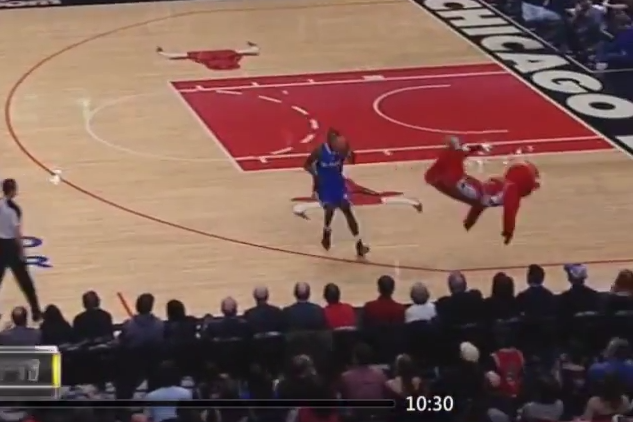 Chicago Bulls Mascot 'Benny' Front Flips to Get Away from ...