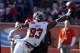 South receiver Kevin Norwood, of Alabama, tries to pull in a pass during the first half of the Senior Bowl NCAA college football game against North on Saturday, Jan. 25, 2014, in Mobile, Ala. (AP Photo/Butch Dill)