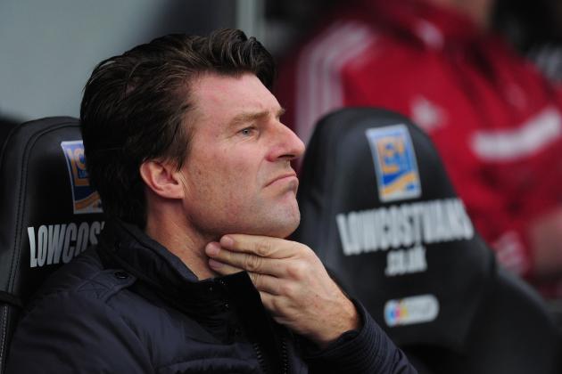 SWANSEA, WALES - JANUARY 01:  Swansea City manager Michael Laudrup looks on before the Barclays Premier League match between Swansea City and Manchester City at Liberty Stadium on January 1, 2014 in Swansea, Wales.  (Photo by Stu Forster/Getty Images)