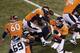EAST RUTHERFORD, NJ - FEBRUARY 02: Quarterback Peyton Manning #18 of the Denver Broncos has a pass blocked by the Seattle Seahawks during Super Bowl XLVIII at MetLife Stadium on February 2, 2014 in East Rutherford, New Jersey. (Photo by Win McNamee/Getty Images)