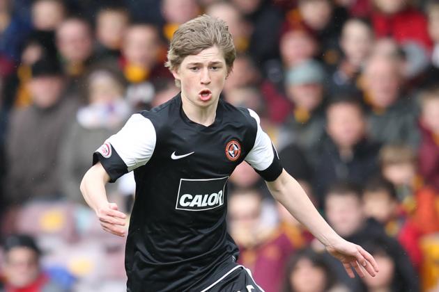 MOTHERWELL, SCOTLAND - MAY 13: Ryan Gauld of Dundee United in action during the Scottish Premier League match between Motherwell FC and Dundee United FC held at Fir Park on May 13, 2012 in Motherwell, Scotland. (Photo by Ian MacNicol/EuroFootball/Getty Images)