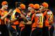 PERTH, AUSTRALIA - FEBRUARY 07: Alfonso Thomas of the Perth Scorchers celebrates after taking a catch to dismiss George Bailey of the Hobart Hurricanes during the Big Bash League Final match between the Perth Scorchers and the Hobart Hurricanes at WACA on February 7, 2014 in Perth, Australia. (Photo by Will Russell/Getty Images)