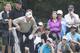 Jack Nicklaus reads putt at the PNC Father Son