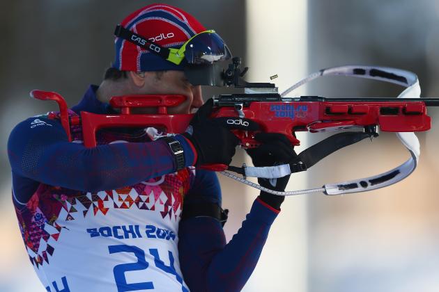 SOCHI, RUSSIA - FEBRUARY 08:  Ole Einar Bjoerndalen of Norway practices ahead of the Men's Sprint 10 km during day one of the Sochi 2014 Winter Olympics at Laura Cross-country Ski & Biathlon Center on February 8, 2014 in Sochi, Russia.  (Photo by Clive Mason/Getty Images)