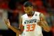 Oklahoma State guard Marcus Smart celebrates after being fouled during the second half of an NCAA college basketball game in Stillwater, Okla., Tuesday, Nov. 19, 2013. Smart set a personal scoring record with 39 points in the 101-80 win over Memphis. (AP Photo/Brody Schmidt)