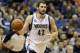 Minnesota Timberwolves' Kevin Love brings the ball downcourt in the first half of an NBA basketball game against the Oklahoma City Thunder, Friday, Nov. 1, 2013 in Minneapolis. The Timberwolves won 100-81. (AP Photo/Jim Mone)
