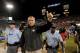 Georgia head coach Mark Richt gives a thumbs up to the fans after their 23-20 win over Florida in an NCAA football game, Saturday, Nov. 2, 2013, in Jacksonville, Fla. (AP Photo/Stephen Morton)