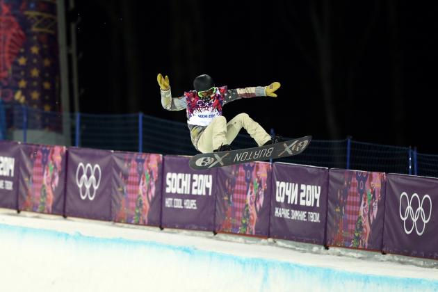 Shaun White of the United States gets air during a snowboard half pipe training session at the Rosa Khutor Extreme Park at the 2014 Winter Olympics, Monday, Feb. 10, 2014, in Krasnaya Polyana, Russia.  (AP Photo/Andy Wong)