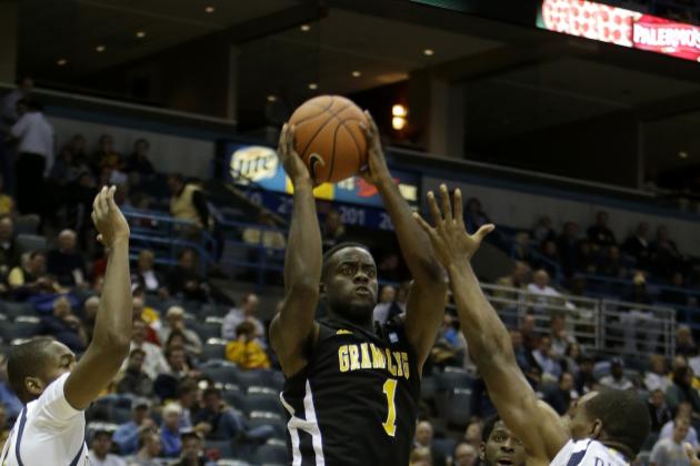 MILWAUKEE, WI - NOVEMBER 12: A'Torri Shine #1 of the Grambling State Tigers drives to the hoop during the second half against the Marquette Golden Eagles at BMO Harris Bradley Center on November 12, 2013 in Madison, Wisconsin. (Photo by Mike McGinnis/Getty Images)