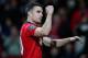 MANCHESTER, ENGLAND - NOVEMBER 10: Robin van Persie of Manchester United celebrates at the end of the Barclays Premier League match between Manchester United and Arsenal at Old Trafford on November 10, 2013 in Manchester, England. (Photo by Alex Livesey/Getty Images)