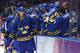SOCHI, RUSSIA - FEBRUARY 12: Erik Karlsson #65 of Sweden celebrates with teammates after scoring a goal in the first period against Jakub Kovar #1 of Czech Republic during the Men's Ice Hockey Preliminary Round Group C game on day five of the Sochi 2014 Winter Olympics at Bolshoy Ice Dome on February 12, 2014 in Sochi, Russia. (Photo by Bruce Bennett/Getty Images)