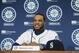Robinson Cano talks to reporters after he was introduced as the newest member of the Seattle Mariners baseball team on Thursday, Dec. 12, 2013, in Seattle. (AP Photo/Ted S. Warren)