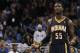 Feb 9, 2014; Orlando, FL, USA; Indiana Pacers center Roy Hibbert (55) reacts against the Orlando Magic during the second half at Amway Center. Orlando Magic defeated the Indiana Pacers 93-92. Mandatory Credit: Kim Klement-USA TODAY Sports
