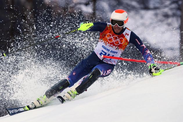 United States' Bode Miller makes a turn during the slalom portion of the men's supercombined at the Sochi 2014 Winter Olympics, Friday, Feb. 14, 2014, in Krasnaya Polyana, Russia. (AP Photo/Alessandro Trovati)