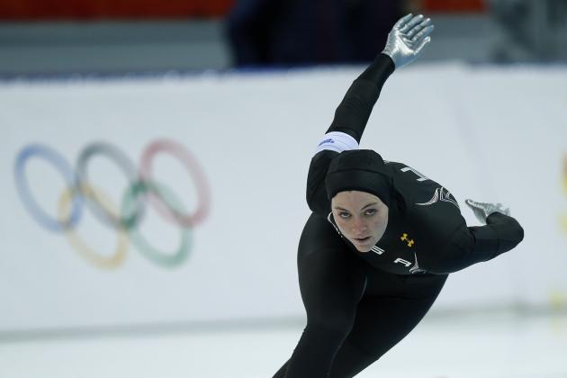 Heather Richardson of the U.S. competes in the women's 1,000-meter speedskating race at the Adler Arena Skating Center during the 2014 Winter Olympics in Sochi, Russia, Thursday, Feb. 13, 2014. (AP Photo/Pavel Golovkin)