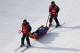 Jackie Hernandez had to be escorted from the course after a nasty fall.