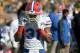 Florida's Cody Riggs walks off the field after being charged with targeting and ejected early in the first quarter of an NCAA college football game against Missouri Saturday, Oct. 19, 2013, in Columbia, Mo. Missouri won 36-17. (AP Photo/L.G. Patterson)