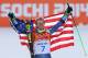 SOCHI, RUSSIA - FEBRUARY 19: Gold medalist Ted Ligety of the United States celebrates during the flower ceremony for the the Alpine Skiing Men's Giant Slalom on day 12 of the Sochi 2014 Winter Olympics at Rosa Khutor Alpine Center on February 19, 2014 in Sochi, Russia. (Photo by Doug Pensinger/Getty Images)