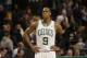 Boston Celtics guard Rajon Rondo reacts in the final minutes of the fourth quarter of an NBA basketball game against the Brooklyn Nets, Sunday, Jan. 26, 2014, in Boston. The Nets won 85-79. (AP Photo/Steven Senne)