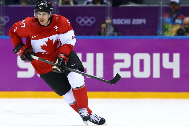 SOCHI, RUSSIA - FEBRUARY 21: Sidney Crosby #87 of Canada skates during the Men's Ice Hockey Semifinal Playoff against the United States on Day 14 of the 2014 Sochi Winter Olympics at Bolshoy Ice Dome on February 21, 2014 in Sochi, Russia. (Photo by Al Bello/Getty Images)