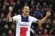 PSG's Zlatan Ibrahimovic celebrates after ecoring during a Champions League round of the last 16 first leg soccer match between Bayer Leverkusen and Paris Saint-Germain in Leverkusen, Germany, Tuesday Feb. 18, 2014. (AP Photo/Frank Augstein)