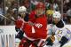Detroit Red Wings center Stephen Weiss (90) follows the puck against the Buffalo Sabres in the first period of an NHL hockey game in Detroit, Wednesday, Oct. 2, 2013. (AP Photo/Paul Sancya)
