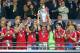 LONDON, ENGLAND - MAY 25: Claudio Pizarro of Bayern Muenchen lifts the trophy in celebration alongside team mates after victory in the UEFA Champions League final match between Borussia Dortmund and FC Bayern Muenchen at Wembley Stadium on May 25, 2013 in London, United Kingdom. (Photo by Alex Grimm/Getty Images)