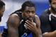 INDIANAPOLIS, IN - FEBRUARY 24: Former South Carolina defensive lineman Jadeveon Clowney looks on while sitting out position drills during the 2014 NFL Combine at Lucas Oil Stadium on February 24, 2014 in Indianapolis, Indiana. (Photo by Joe Robbins/Getty Images)