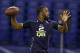 Clemson quarterback Tajh Boyd throws during a drill at the NFL football scouting combine in Indianapolis, Sunday, Feb. 23, 2014. (AP Photo/Michael Conroy)