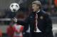 Manchester United's coach David Moyes gives instructions to his players during a Champions League, round of 16, first leg soccer match against Olympiakos at Georgios Karaiskakis stadium, in Piraeus port, near Athens, on Tuesday, Feb. 25, 2014. (AP Photo/Petros Giannakouris)