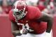Alabama offensive linesman Cyrus Kouandjio (71) lines up for the play during the first half of an NCAA college football game against Chattanooga on Saturday, Nov. 23, 2012, in Tuscaloosa, Ala. (AP Photo/Butch Dill)
