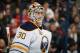 COLUMBUS, OH - JANUARY 25: Goaltender Ryan Miller #30 of the Buffalo Sabres defends the net against the Columbus Blue Jackets on January 25, 2014 at Nationwide Arena in Columbus, Ohio. (Photo by Jamie Sabau/NHLI via Getty Images)