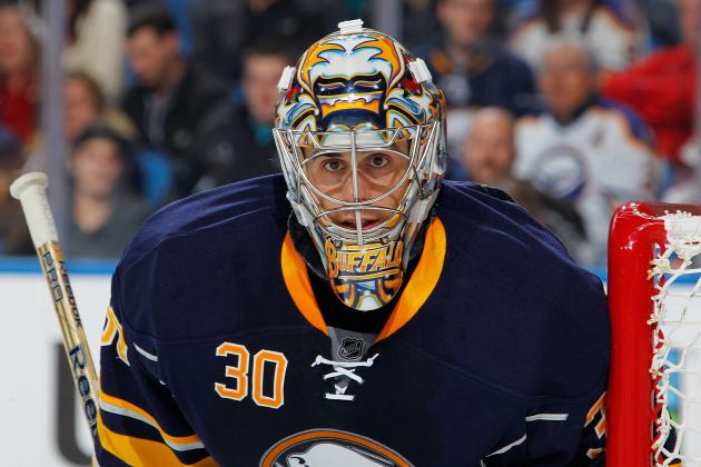 BUFFALO, NY - DECEMBER 23: Ryan Miller #30 of the Buffalo Sabres tends goal against the Phoenix Coyotes on December 23, 2013 at the First Niagara Center in Buffalo, New York. (Photo by Bill Wippert/NHLI via Getty Images)