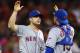 CINCINNATI, OH - SEPTEMBER 24: David Wright #5 of the New York Mets is congratulated by Travis d'Arnaud #15 after the 4-2 Mets victory over the Cincinnati Reds at Great American Ball Park on September 24, 2013 in Cincinnati, Ohio. (Photo by Andy Lyons/Getty Images)