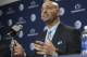 James Franklin speaks after being introduced as Penn State's new football coach during a news conference, Saturday, Jan. 11, 2014, in State College, Pa. Franklin was formerly the head coach at Vanderbilt University. He replaces Bill O'Brien who left Penn State after two seasons to become head coach of the Houston Texans. (AP Photo/ John Beale)