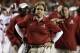 Alabama head coach Nick Saban seems frustrated near the end of a loss to Auburn during the second half of an NCAA college football game against Auburn in Auburn, Ala., Saturday, Nov. 30, 2013. (AP Photo/Dave Martin)
